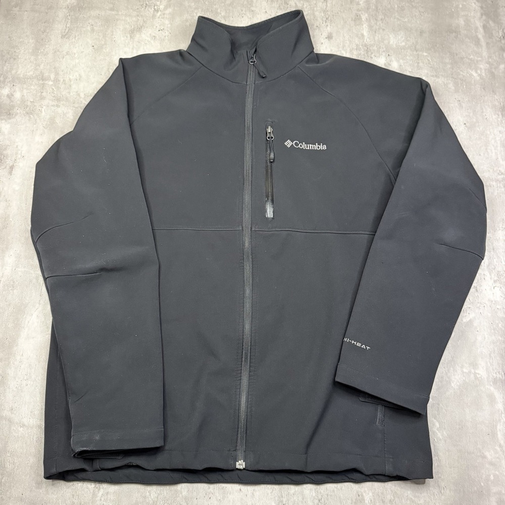 Columbia Men's Ascender Softshell Jacket Black Full Zip Omni-Heat Size Large